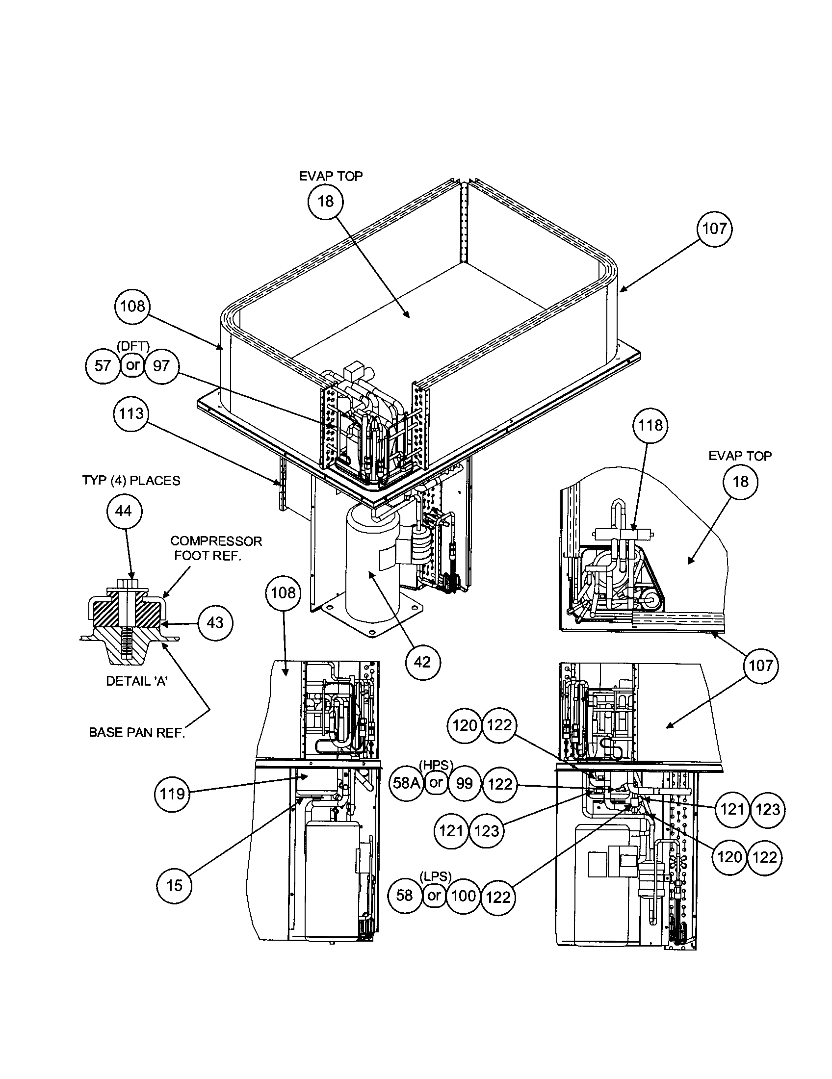 EVAPORATOR, TOP/BASE PAN