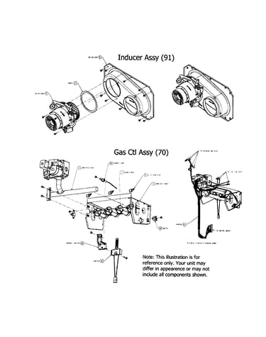 Inducer assembly/gas control assembly