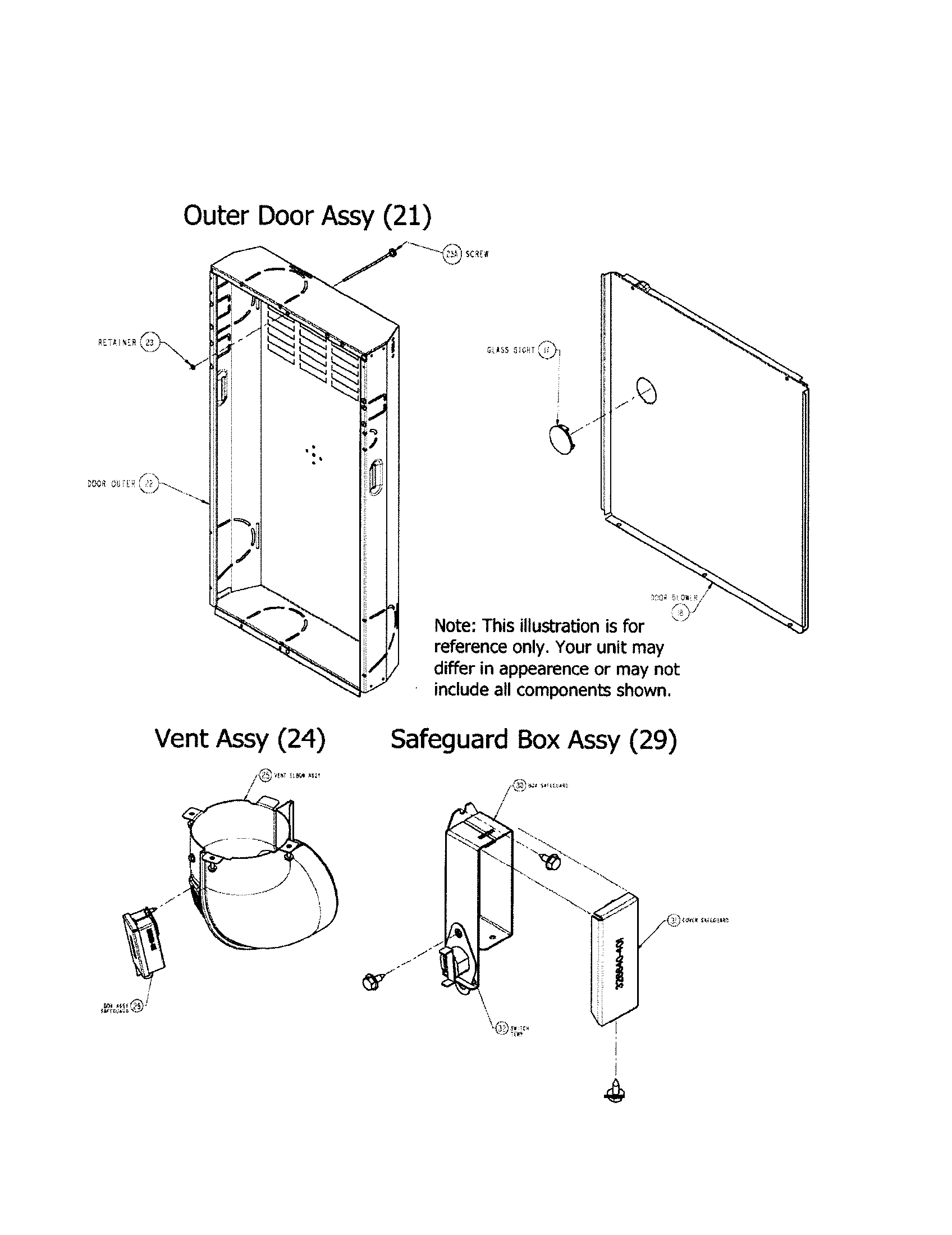 Door/blower door/vent/safeguard box