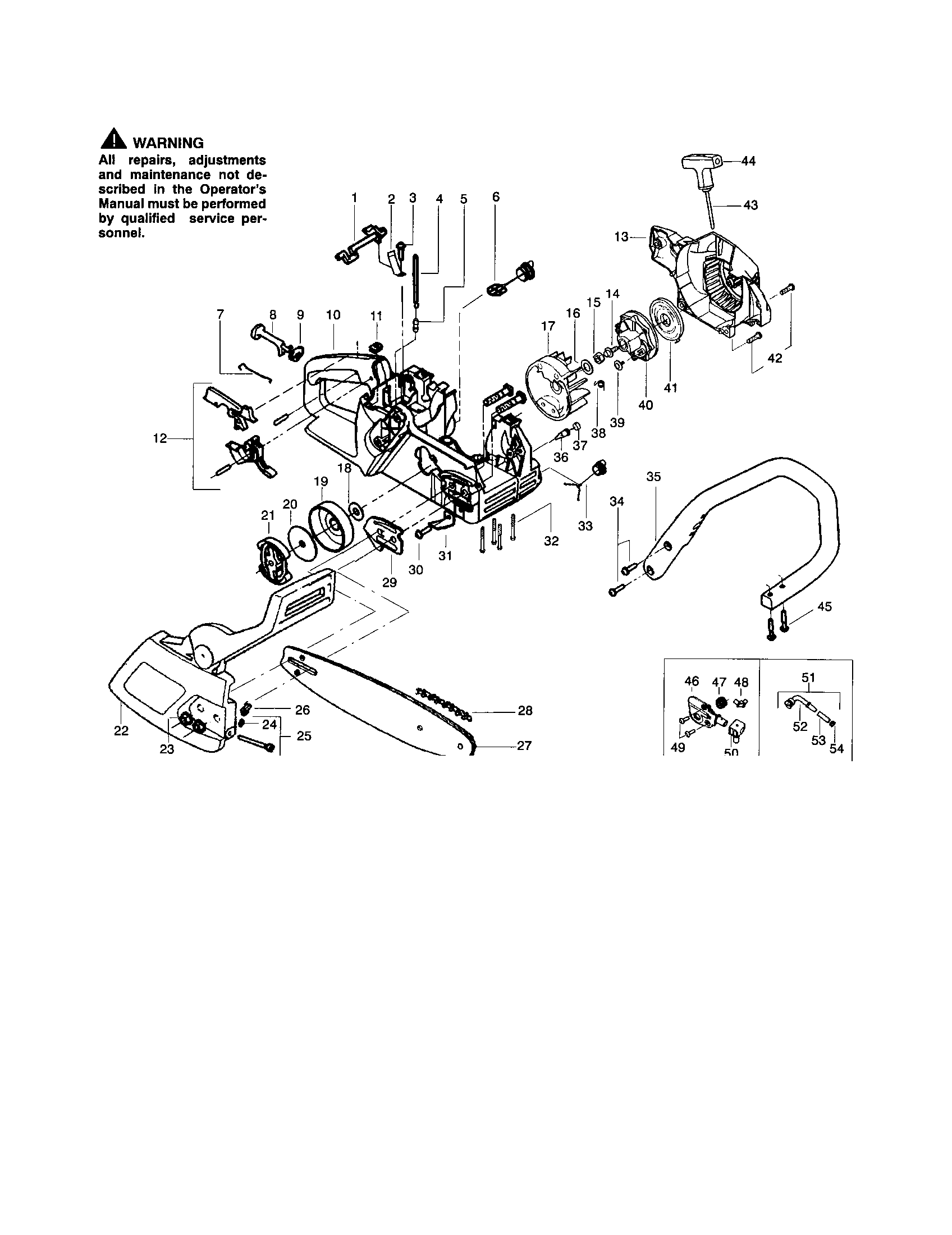 Chain/bar/handle/fan housing