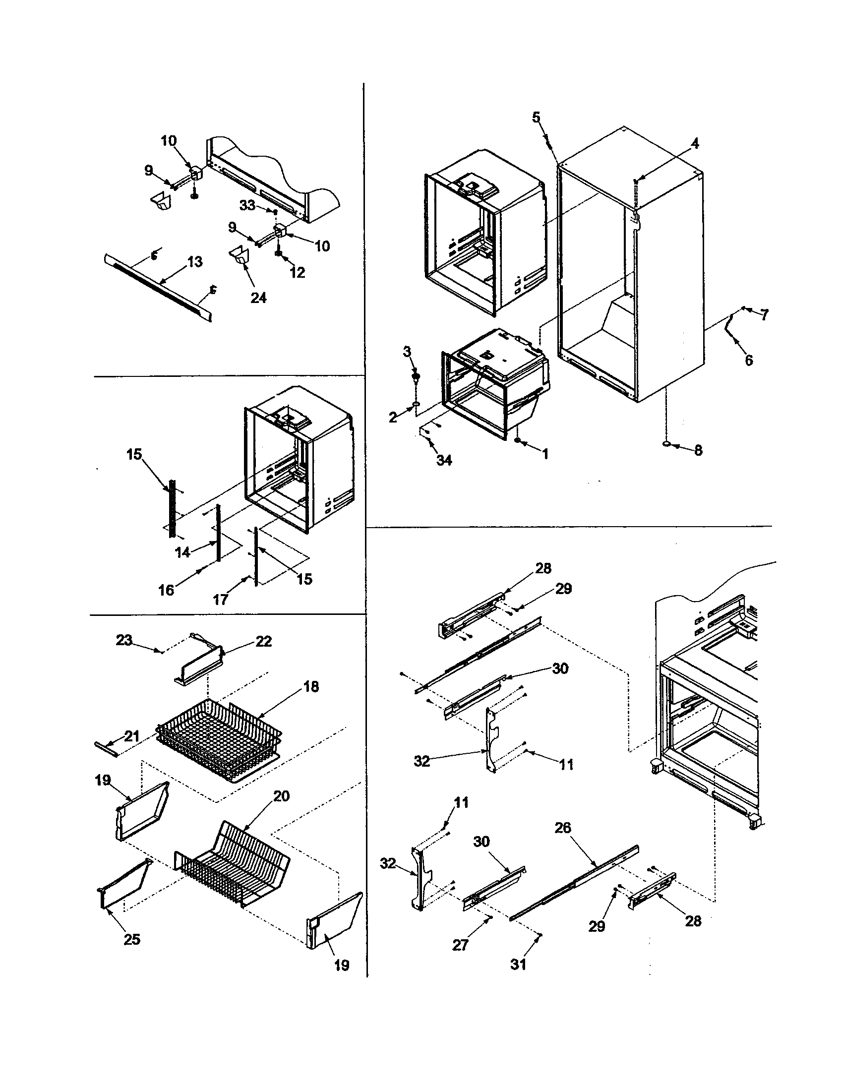 Interior cabinet/freezer shelving