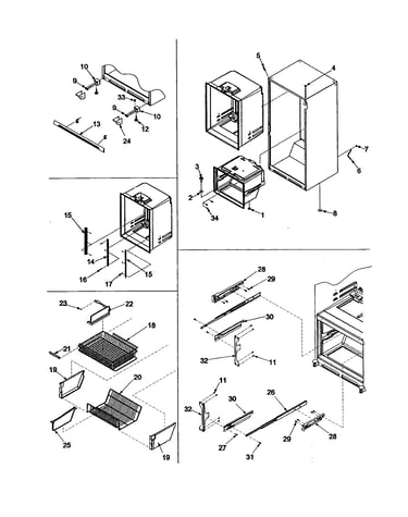 Interior cabinet/freezer shelving