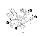 Poulan LO45N22SA engine/housing/handle/wheels diagram