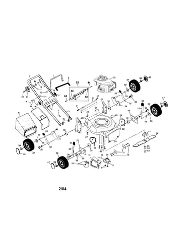 Engine/housing/bag/wheels/handles