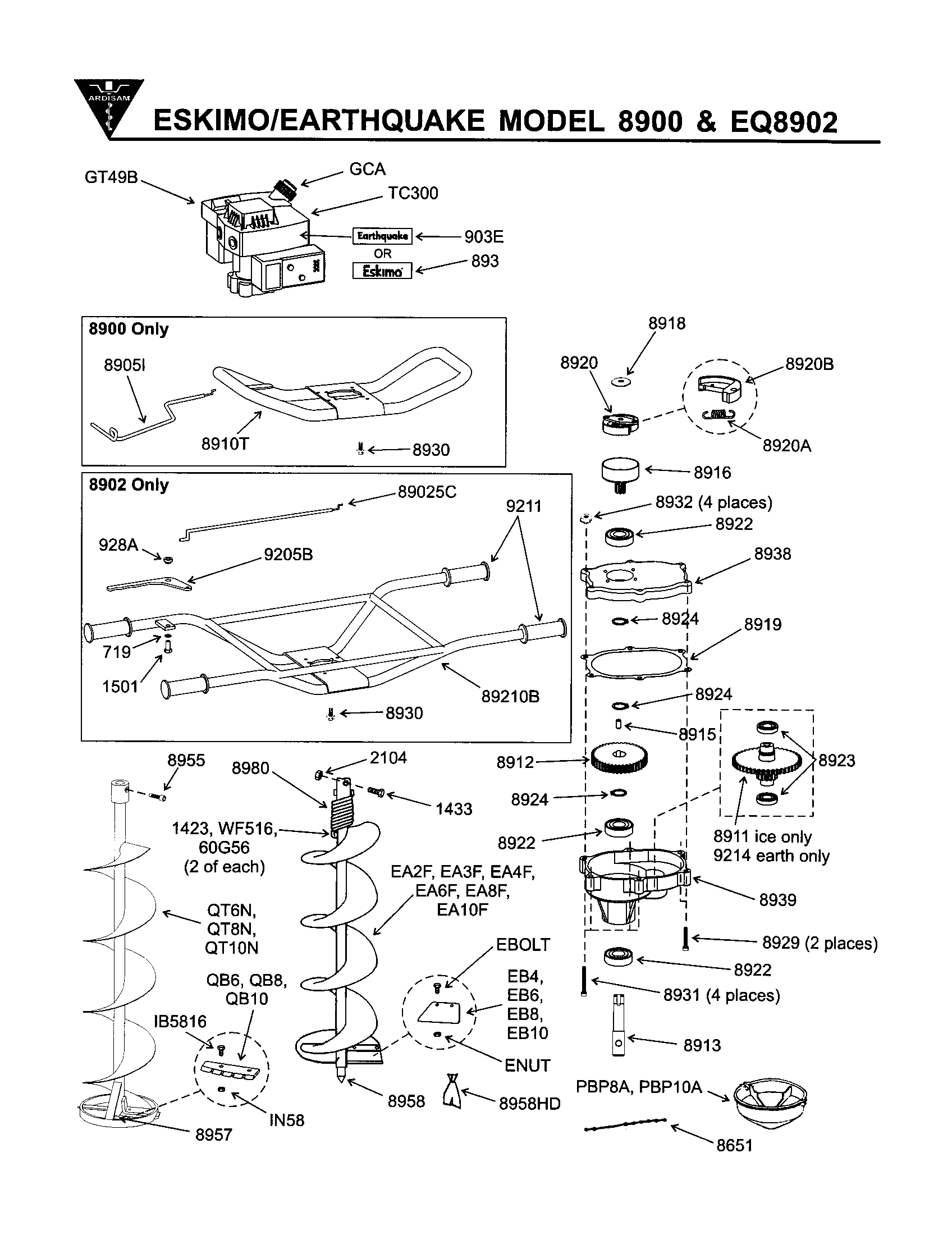 DIGGER ASSEMBLY-MODELS 8900 & EQ8902