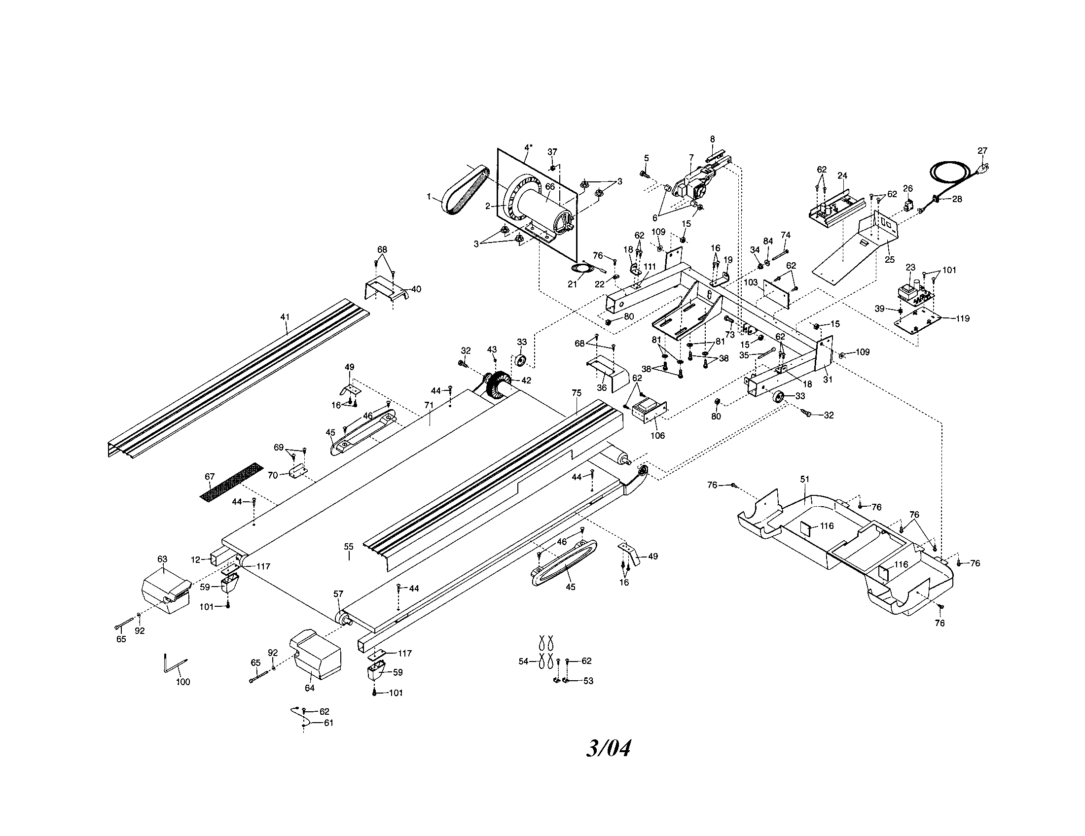 Walking belt/motor/bellypan