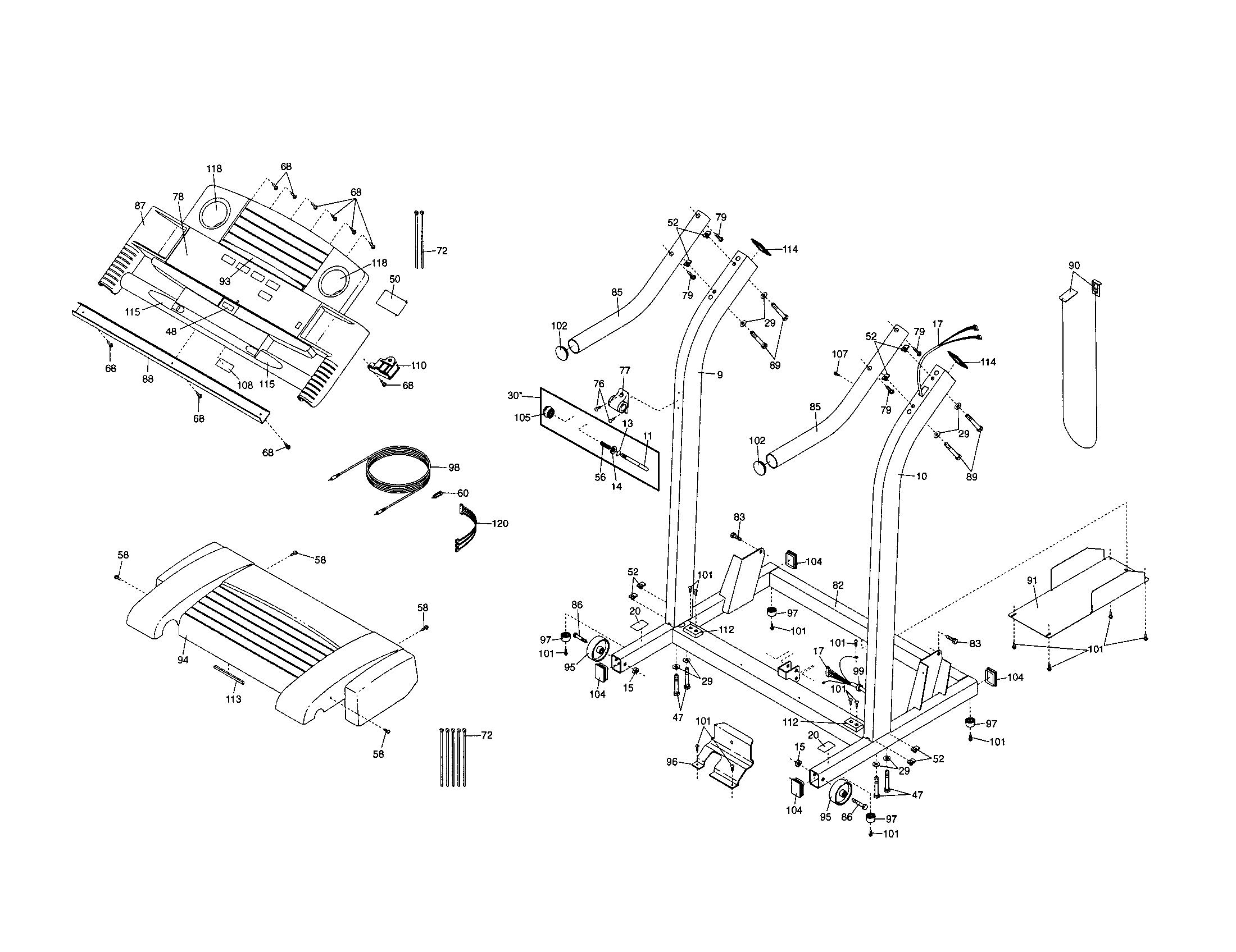 Console/motor hood/rails