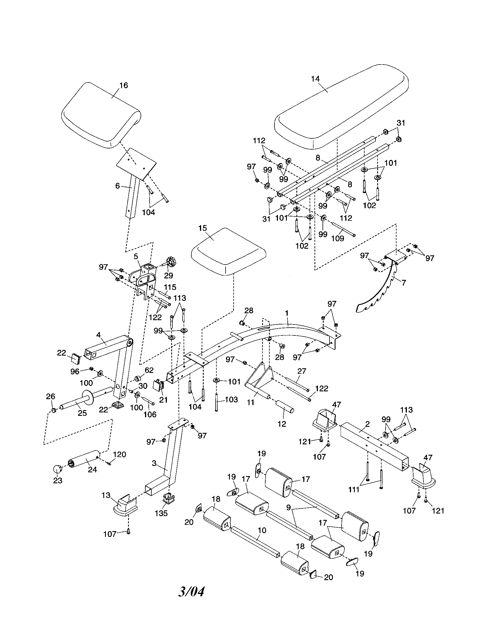 Seat and bench frame assembly