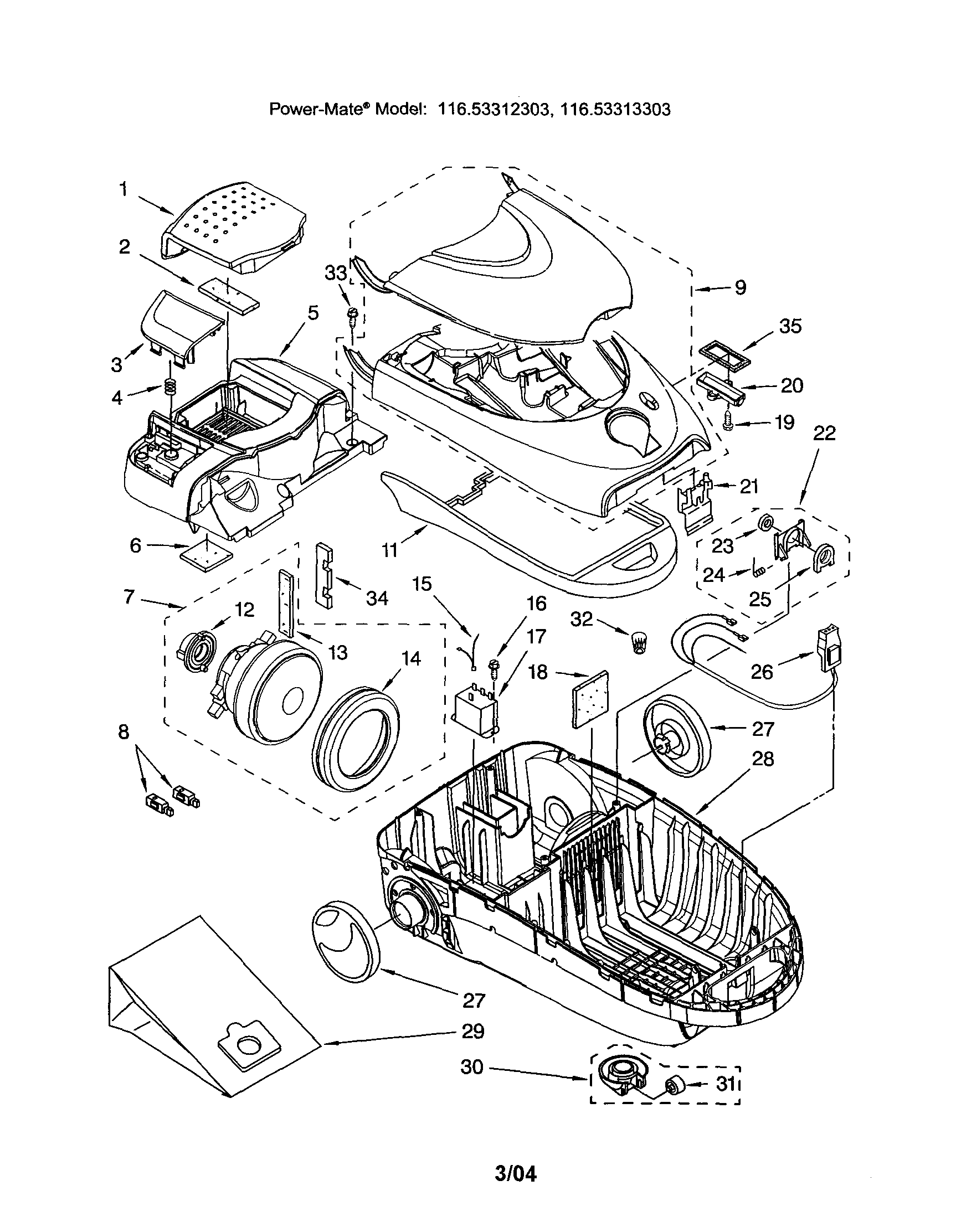 Bag/canopy/motor relay