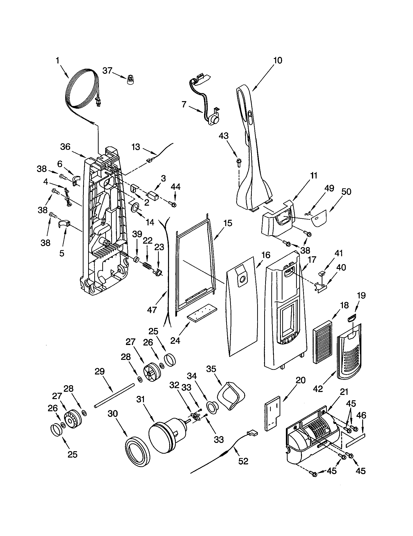 Dust compartment and motor