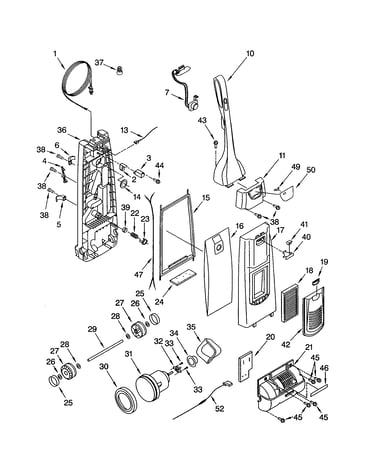 Dust compartment and motor
