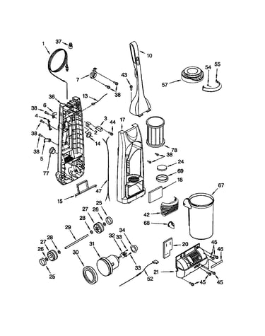 Dust compartment and motor