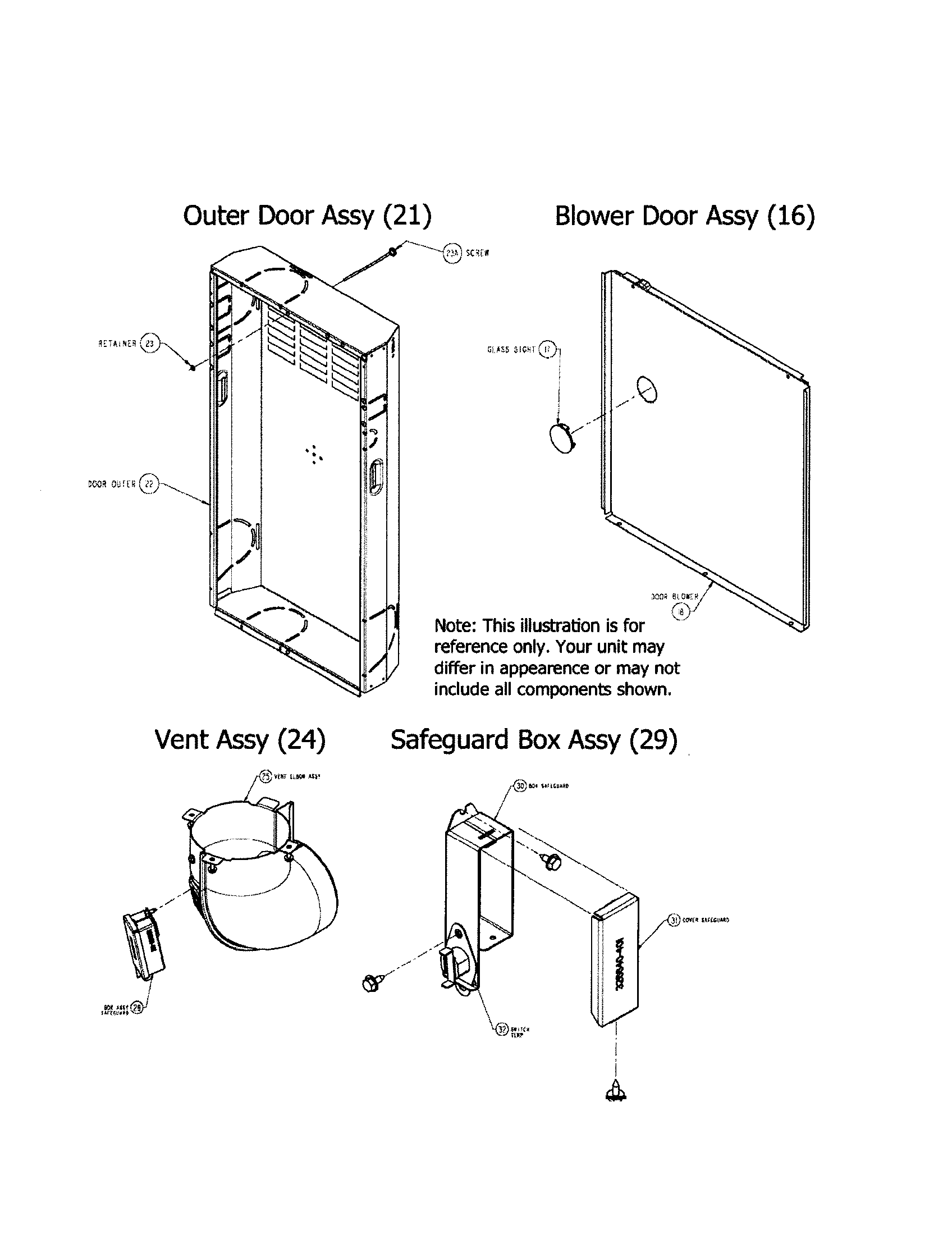 Outer/blower door/vent/safeguard