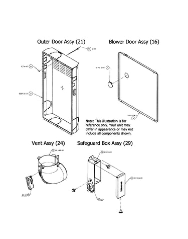 Outer/blower door/vent/safeguard