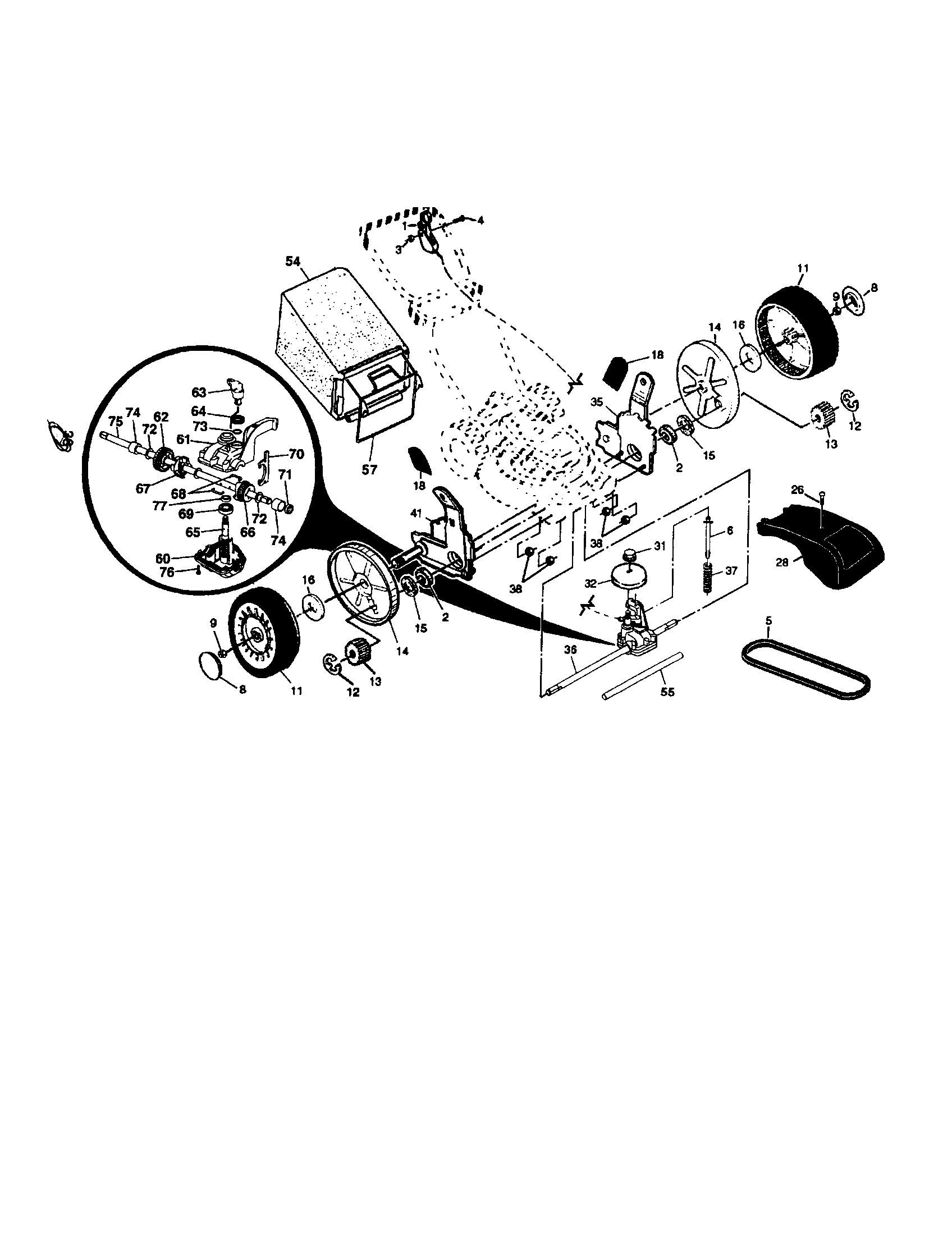 Gear case/tires/wheels