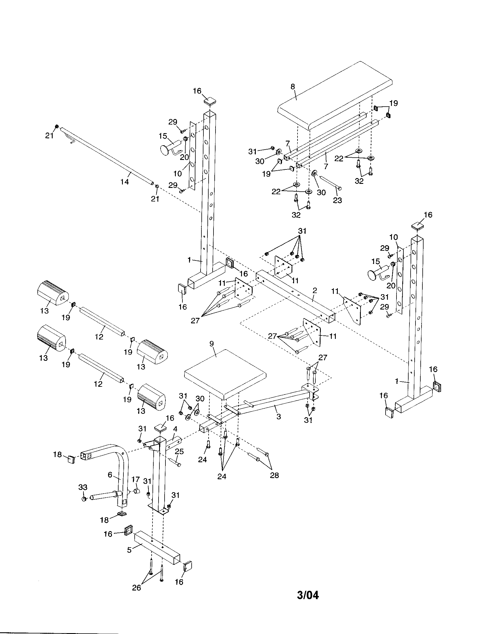 Backrest/seat/bench frame