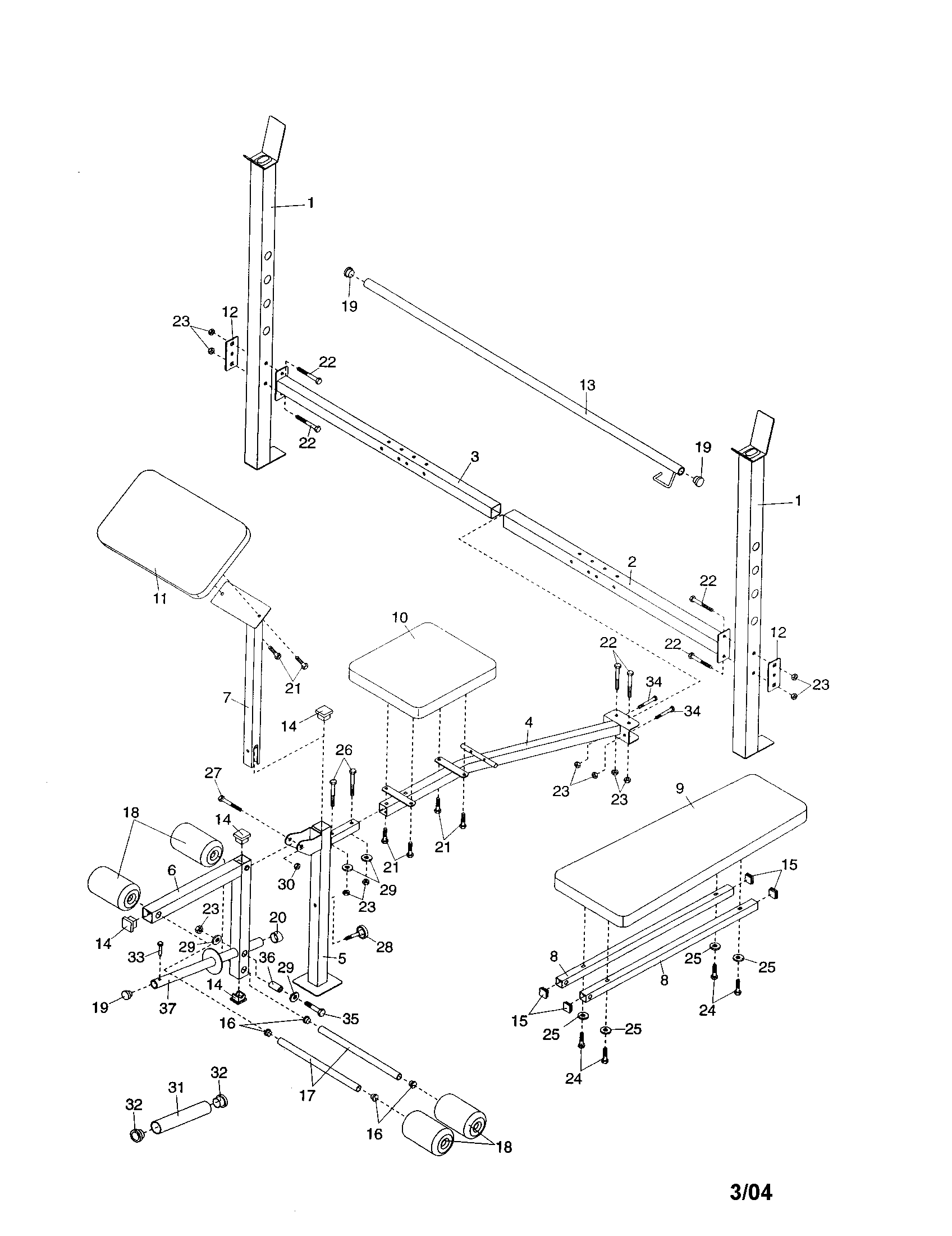 FRAME/BACKREST/SEAT/CURL POST