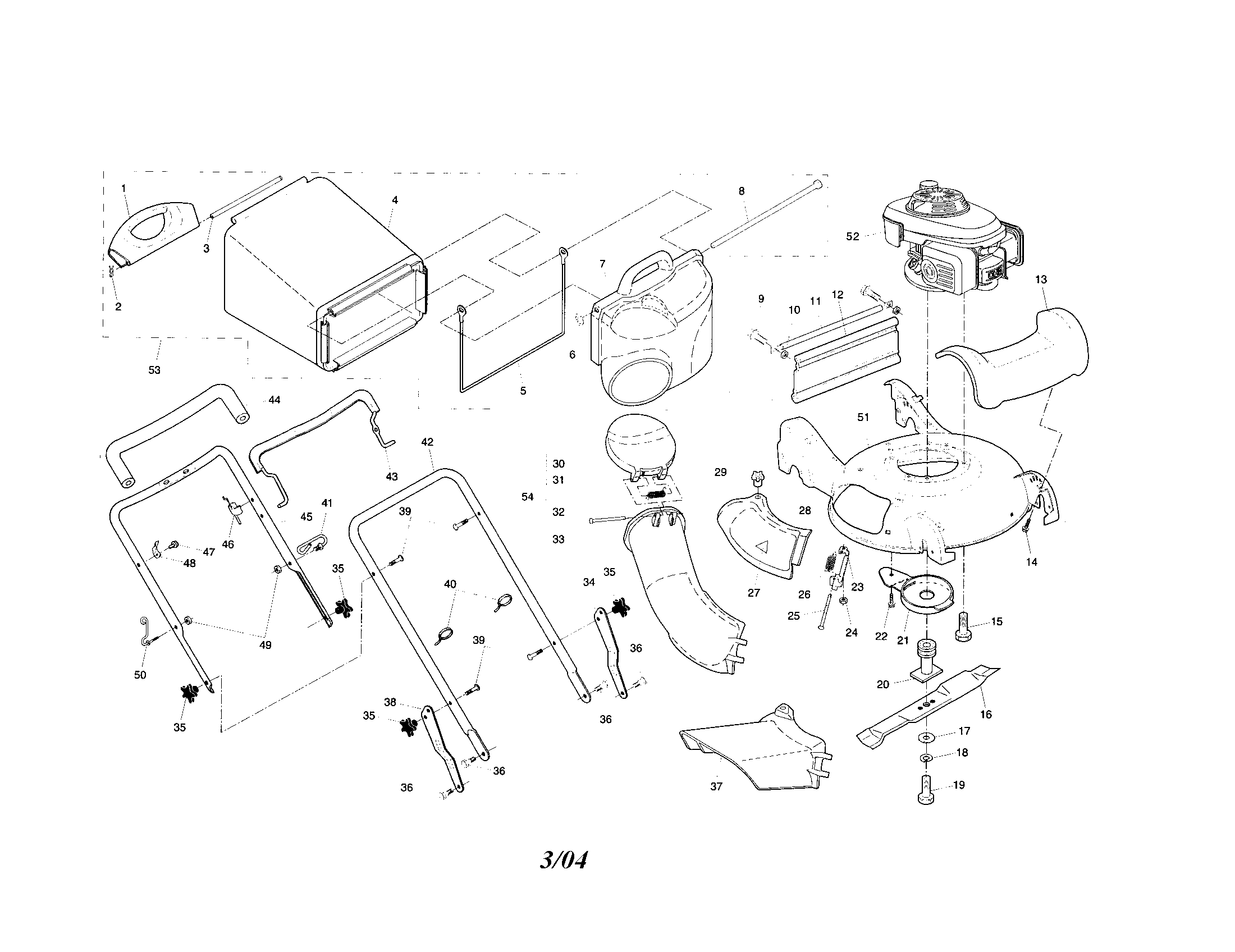 Engine/housing/handle/bag