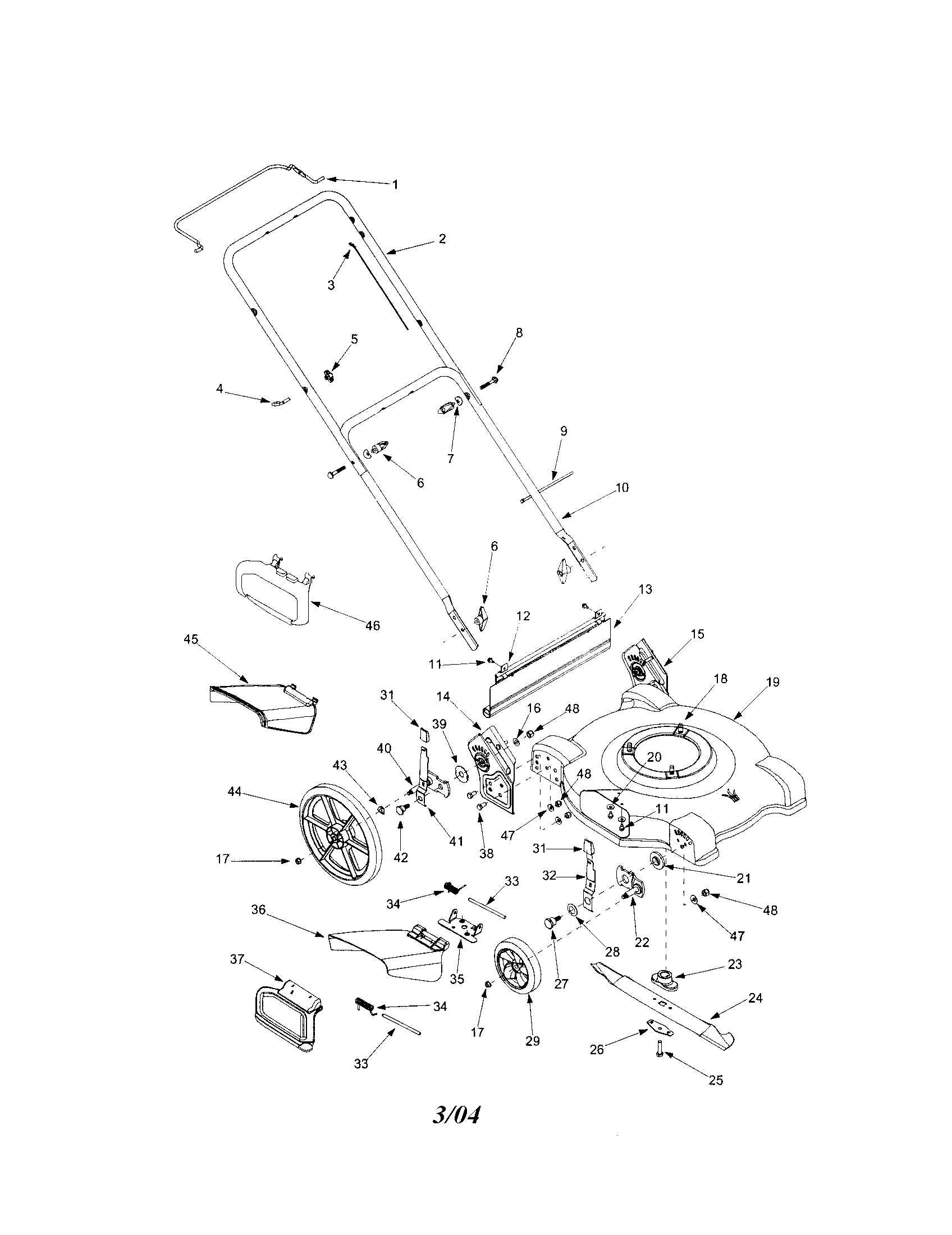 Engine/housing/handles/wheels