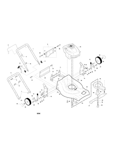 Engine/housing/handle/wheels