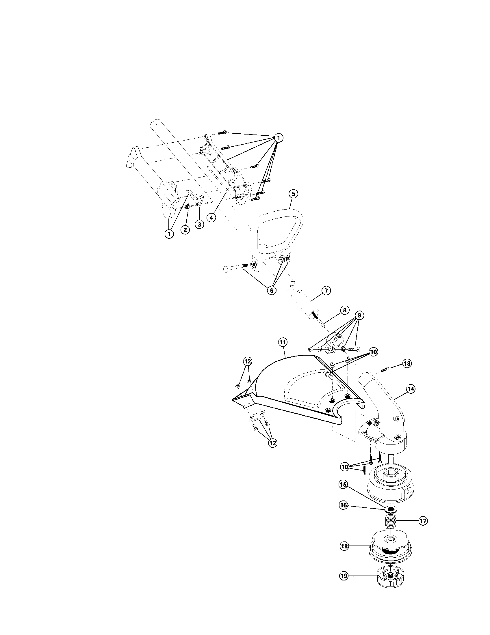 Driveshaft/blade/throttle housing
