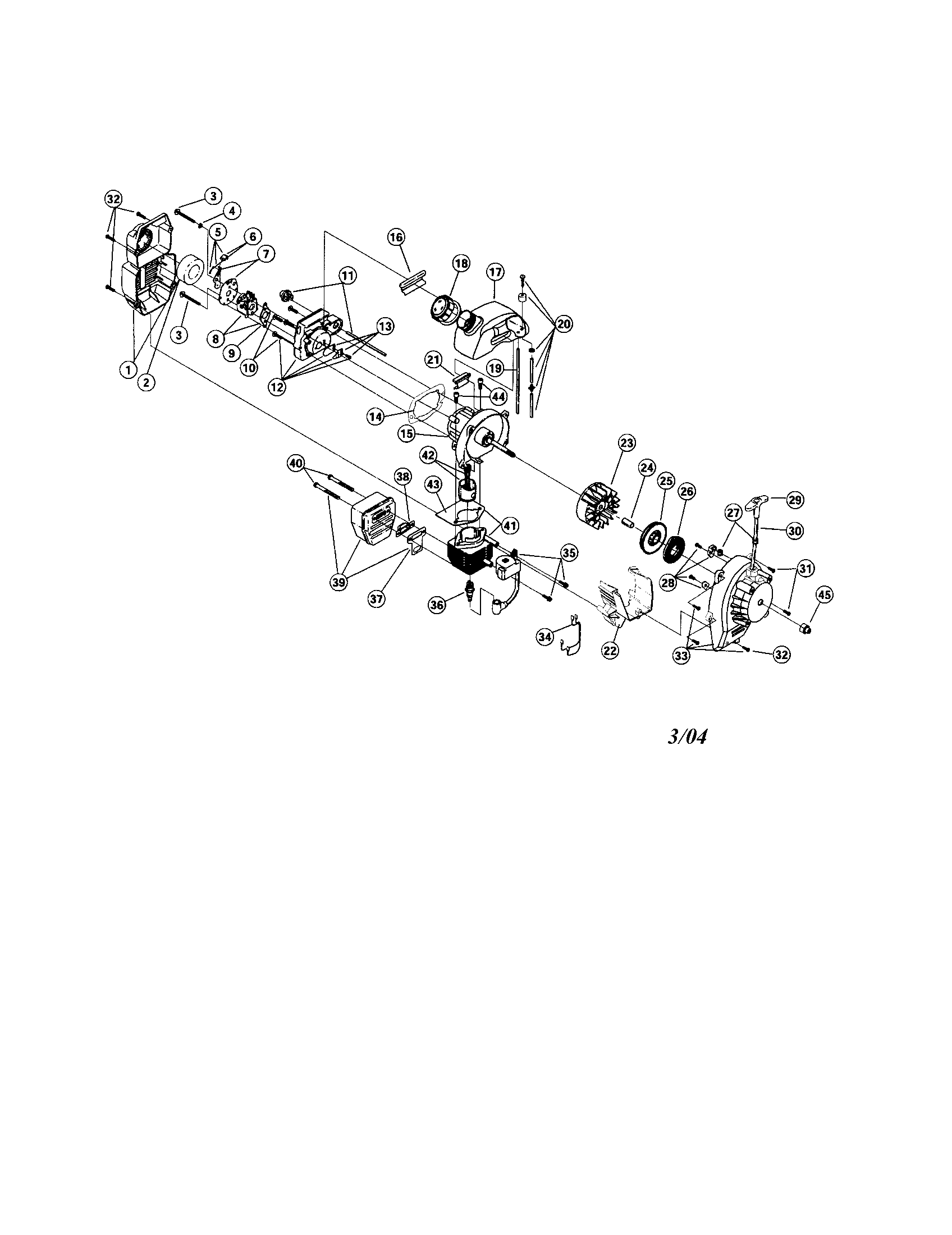 Fuel tank/crankcase/flywheel