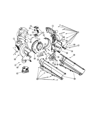 Engine/blower/vac tube