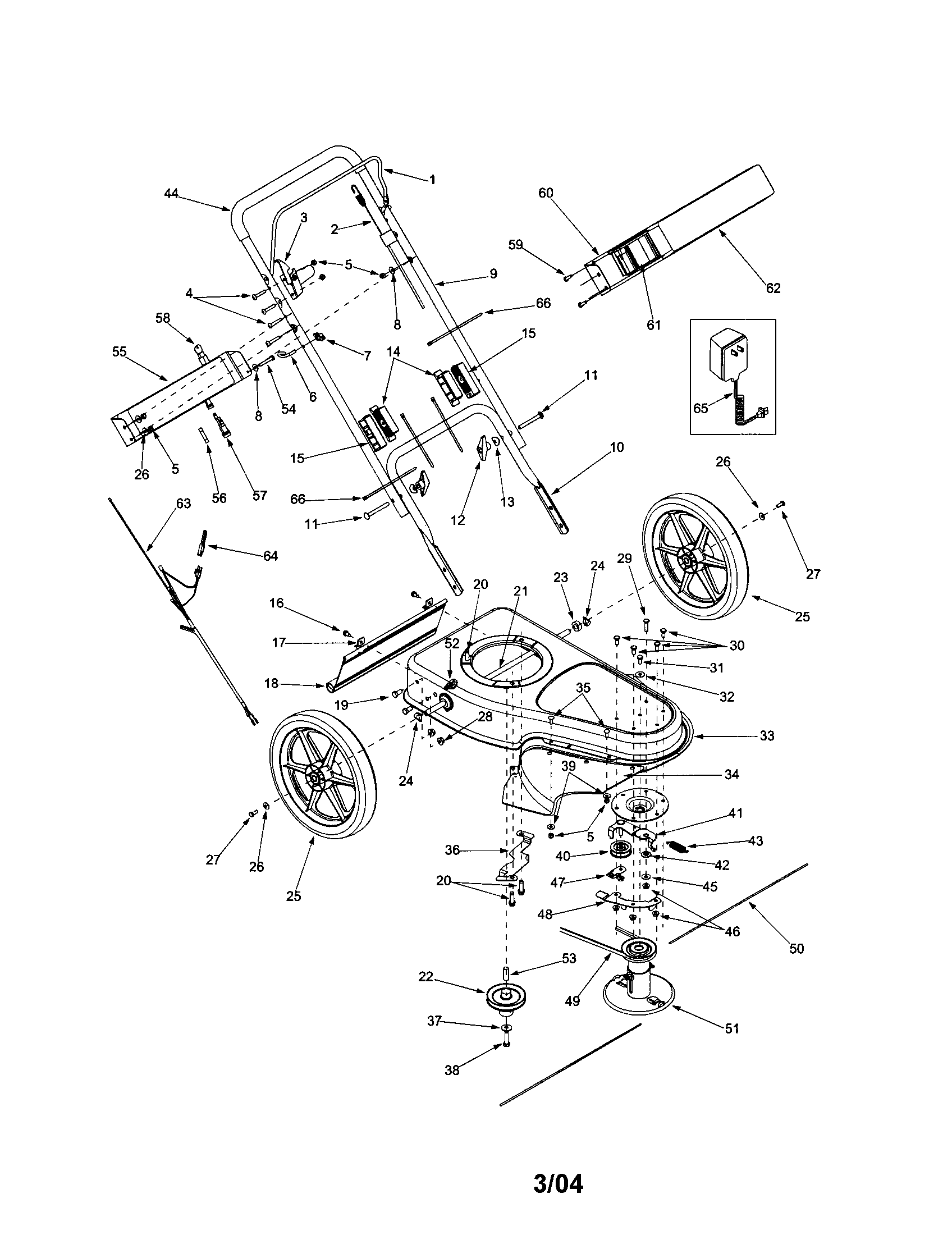 Handle/engine/wheels/base