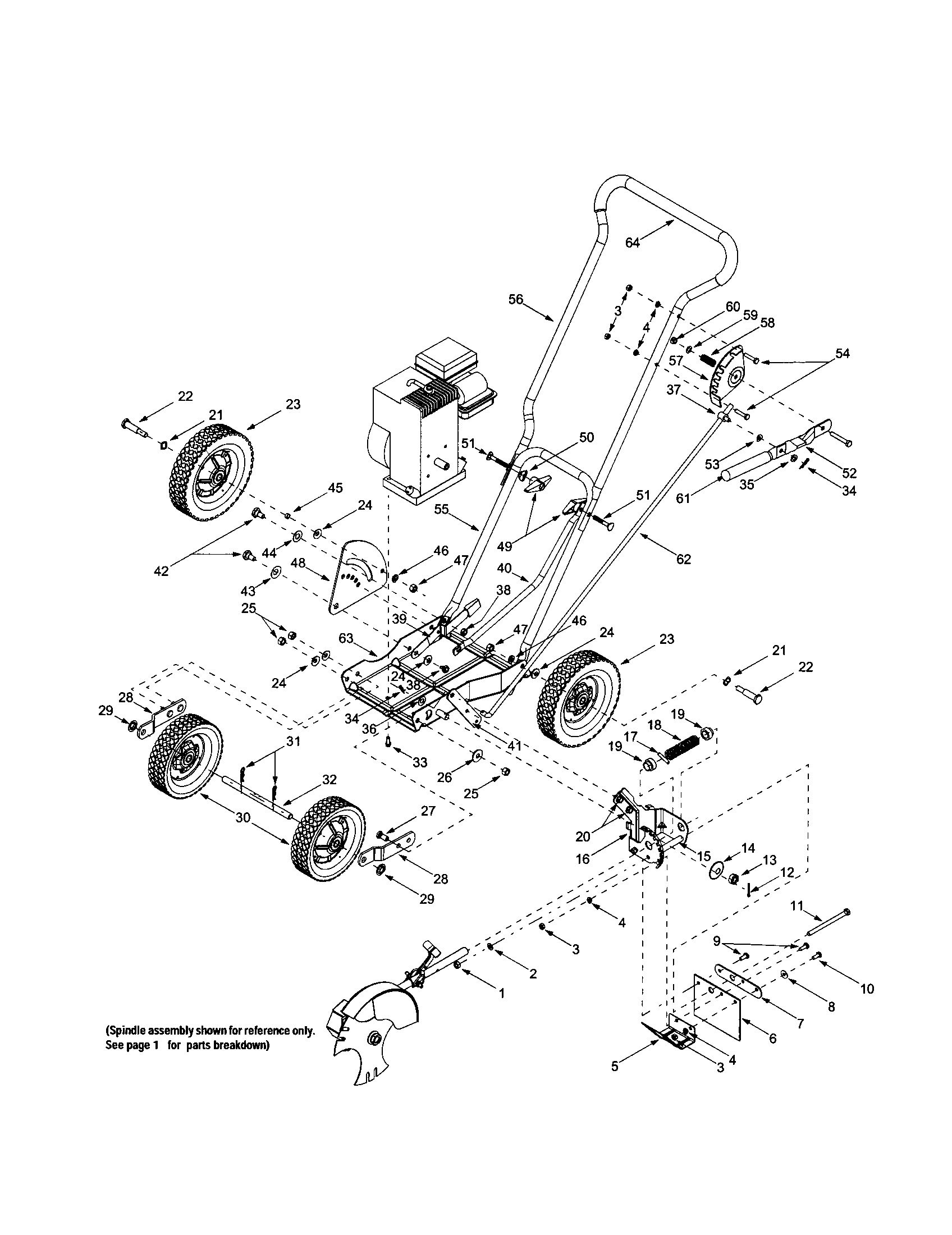 Handle/wheels/edger base