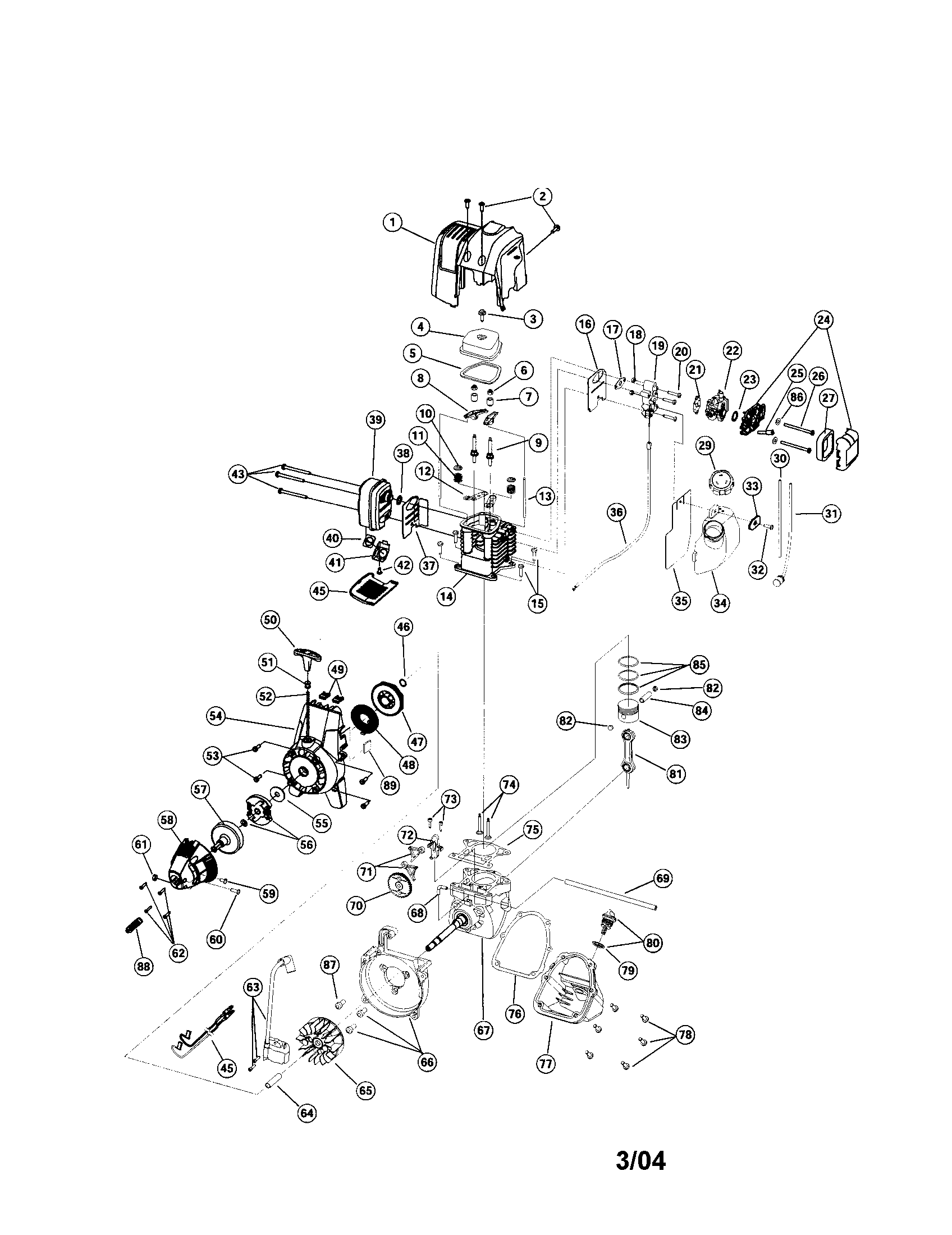 Engine cover/carburetor/cylinder