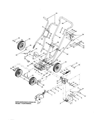 Handle/wheels/spindle