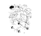 Troybilt 12A-909J063 mower deck/engine/bag diagram