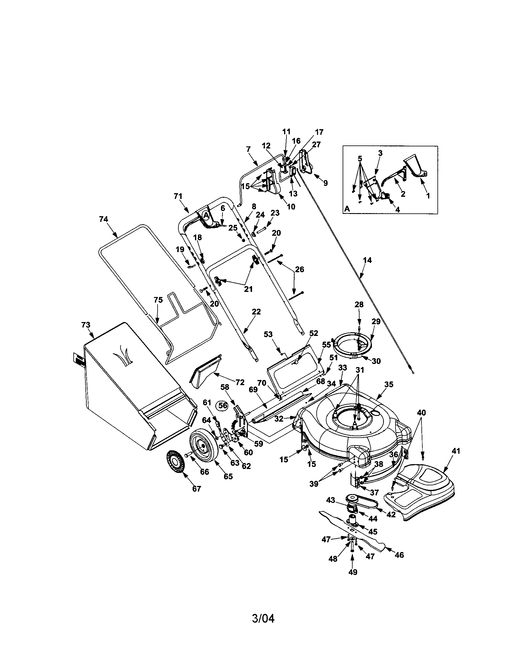 Self starter rear-discharge mower