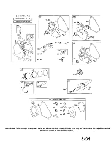 Cylinder assembly/engine gasket set