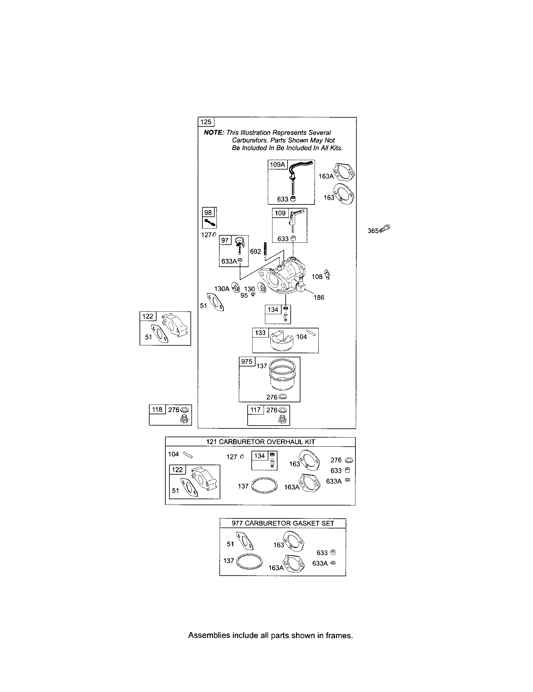 Carburetor/overhaul kit/gasket set
