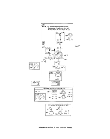 Carburetor/overhaul kit/gasket set