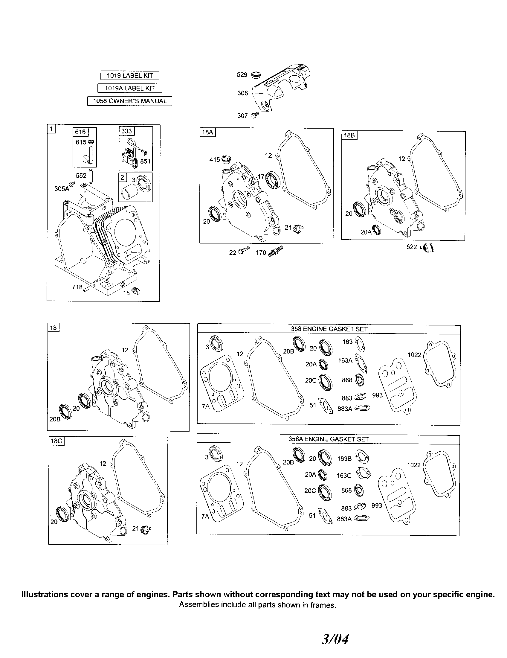 Cylinder/engine gasket set