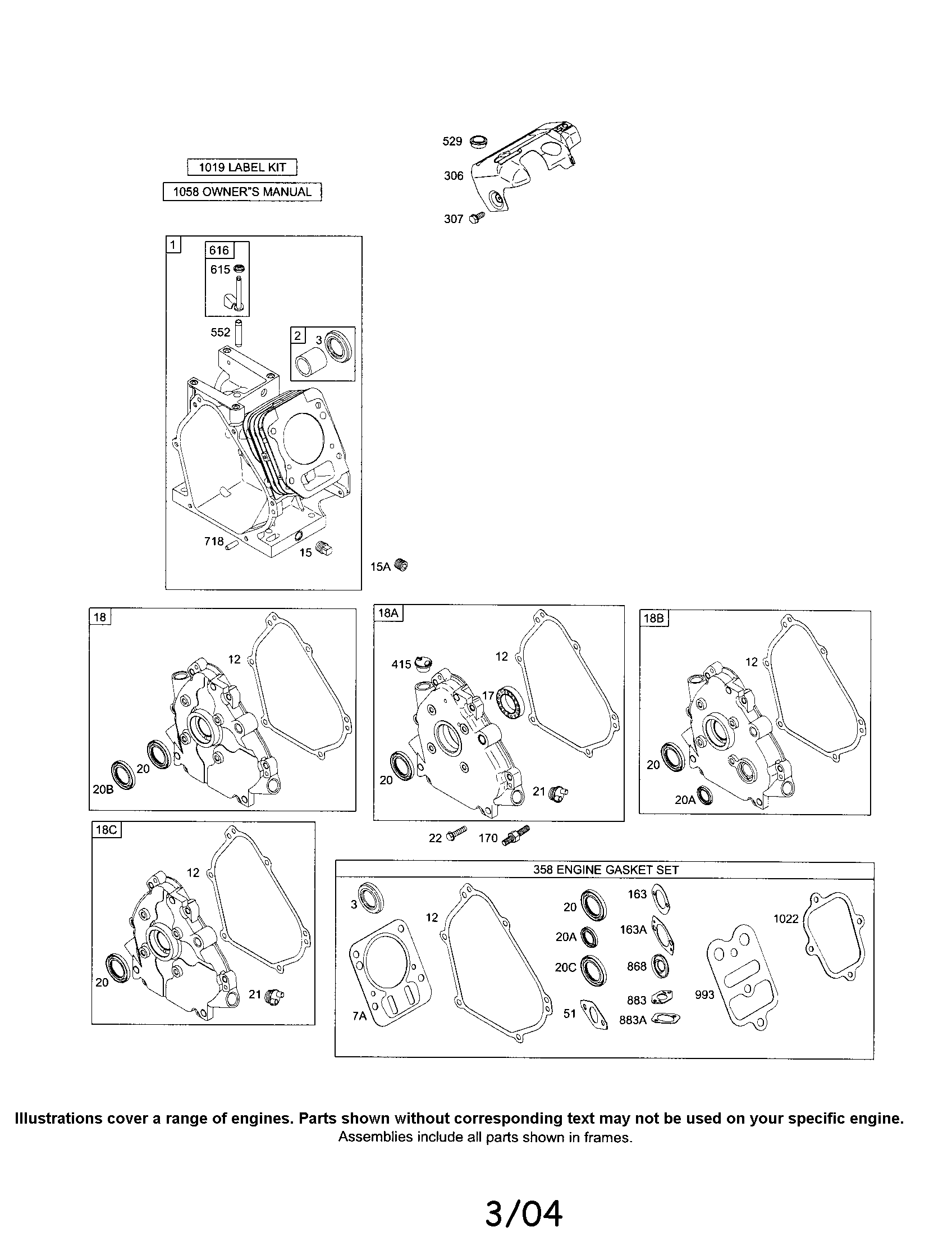 Cylinder/engine gasket set