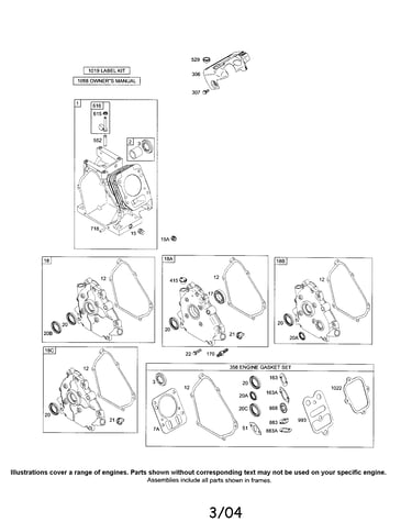 Cylinder/engine gasket set