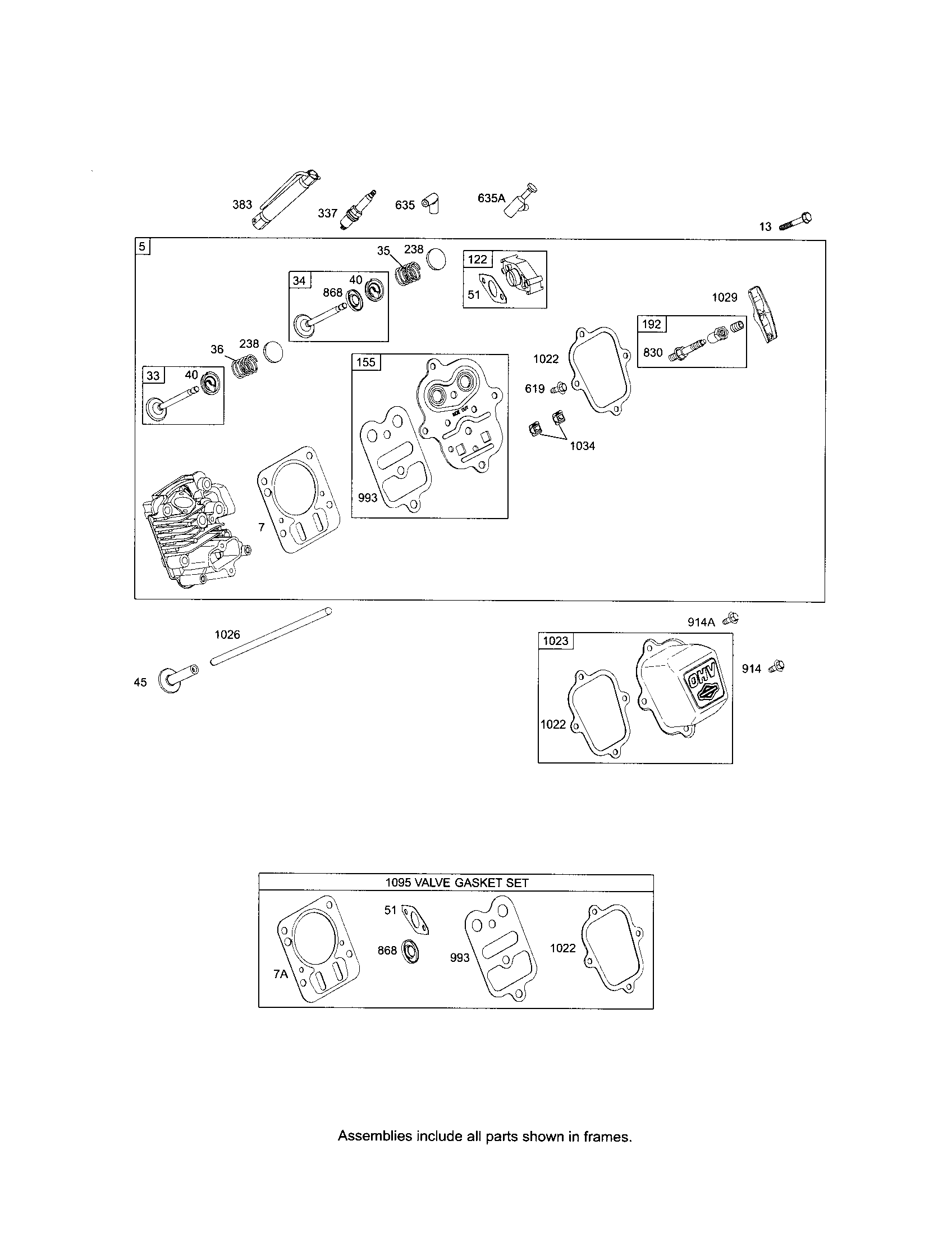 Cylinde-head/valve gasket set