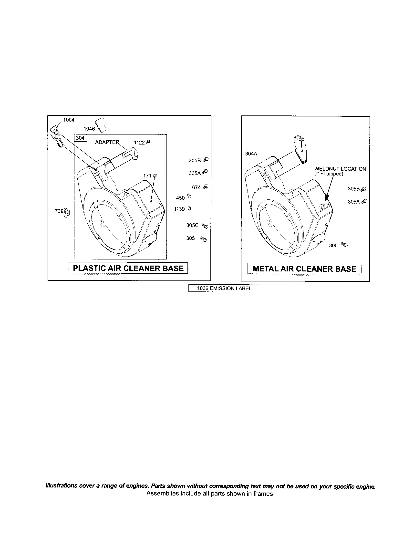 Plastic and metal air cleaner base