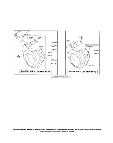 Plastic and metal air cleaner base