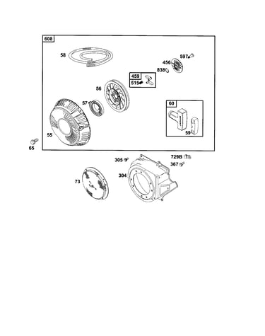 Starter rewind/housing blower