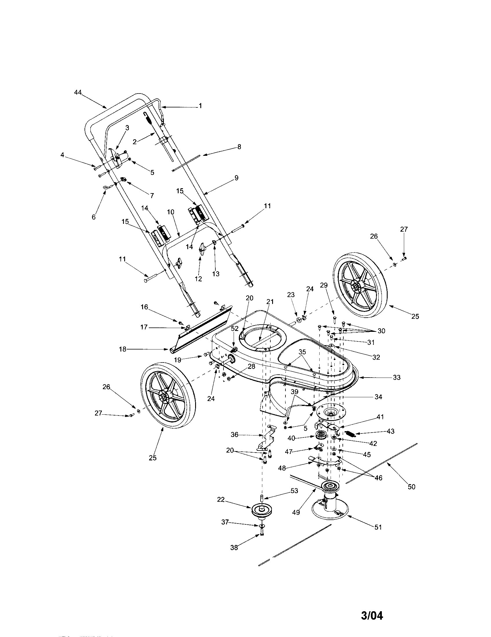 Wheel/handle/deck/spindle