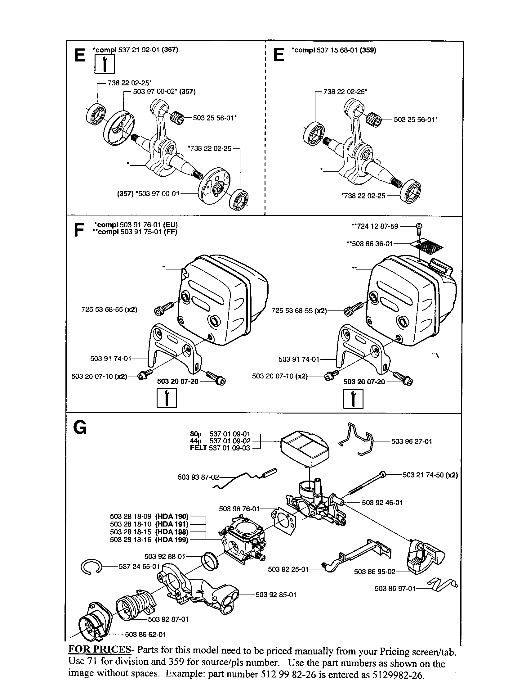 CRANKSHAFT,MUFFLER,CARB,AIR FILTER