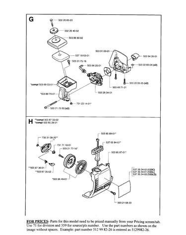 Carb area, starter assy.