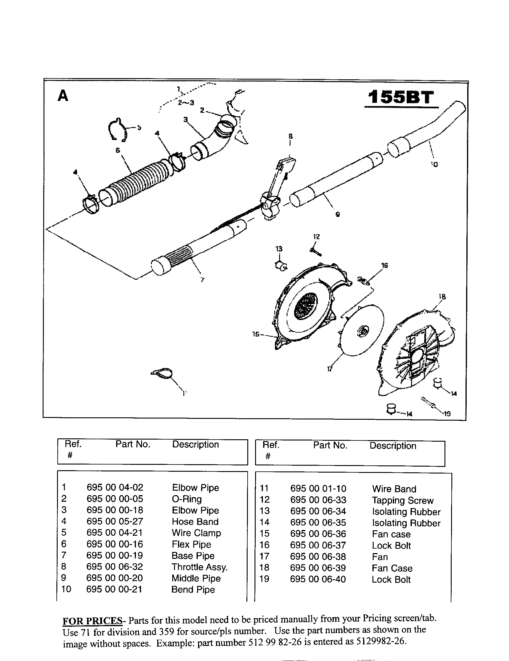 Tubing & blower wheel