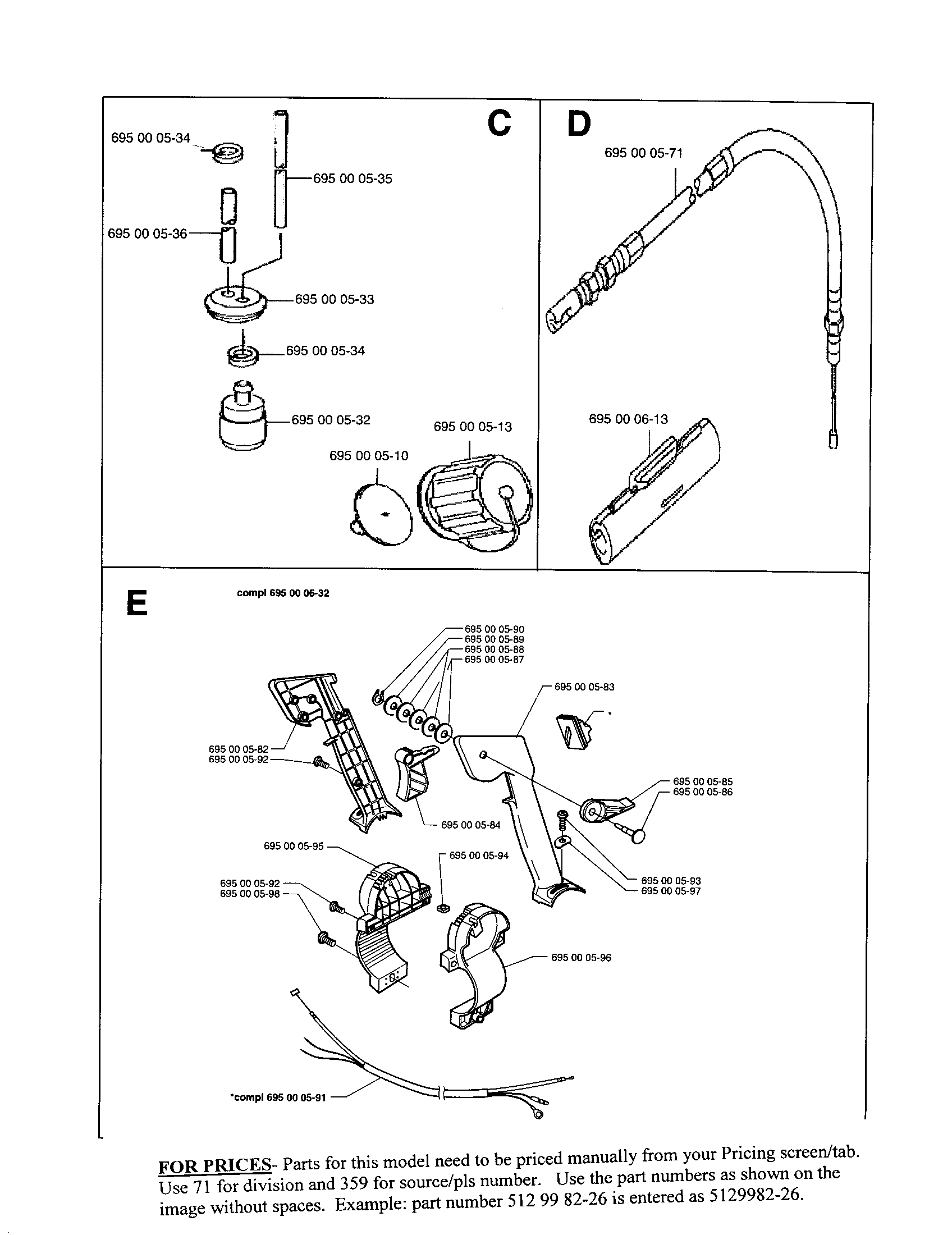 Fuelline,cntrl cable,cntrl handle