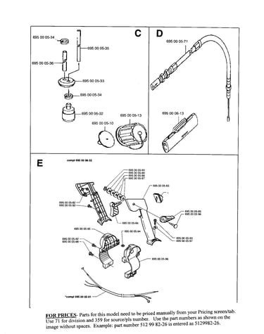 Fuelline,cntrl cable,cntrl handle