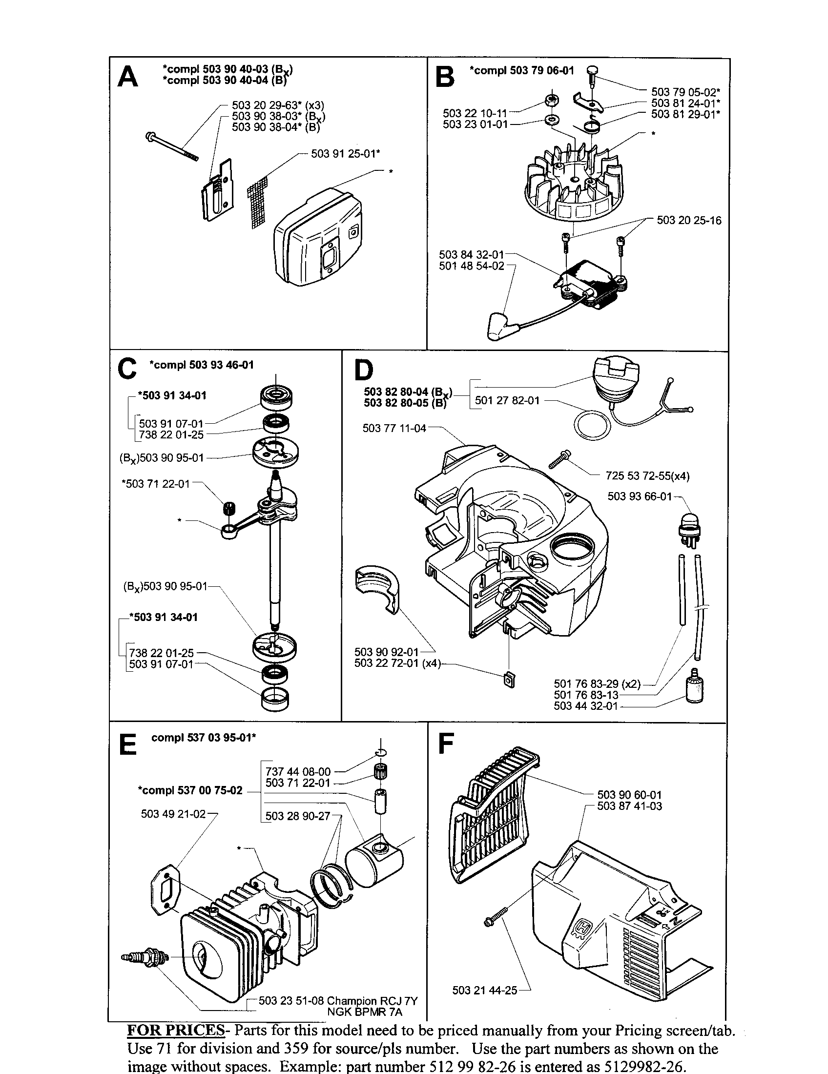 Muffler,ign,crank,fuel,cyldr,rear hsg.